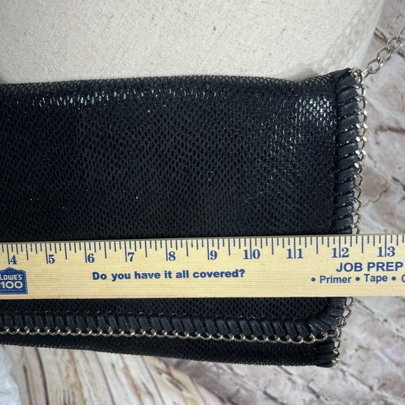 TARNISH Black Leather Flap Over Cross Body Bag With Removeable Chain Str… - Picture 7 of 12